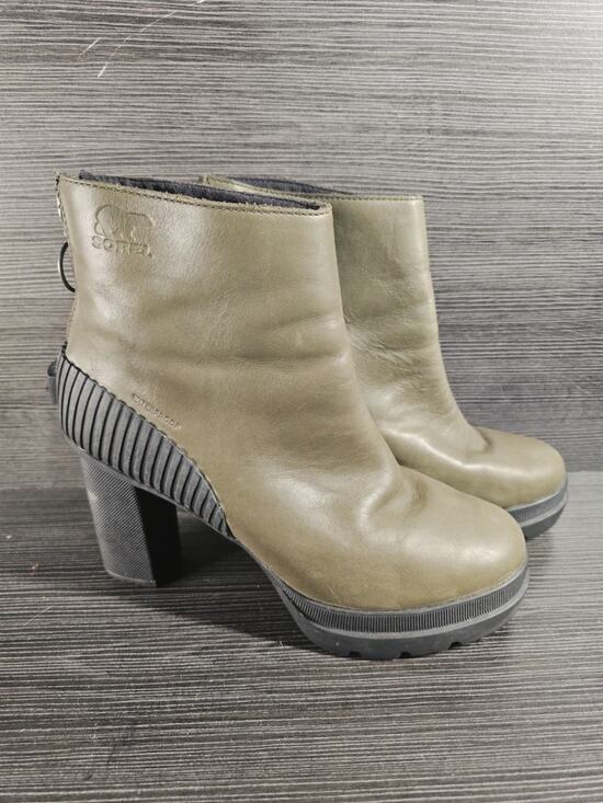 Sorel Shoes - Sorel Dacie Women’s Olive Green Platform Leather Boots Size 8
